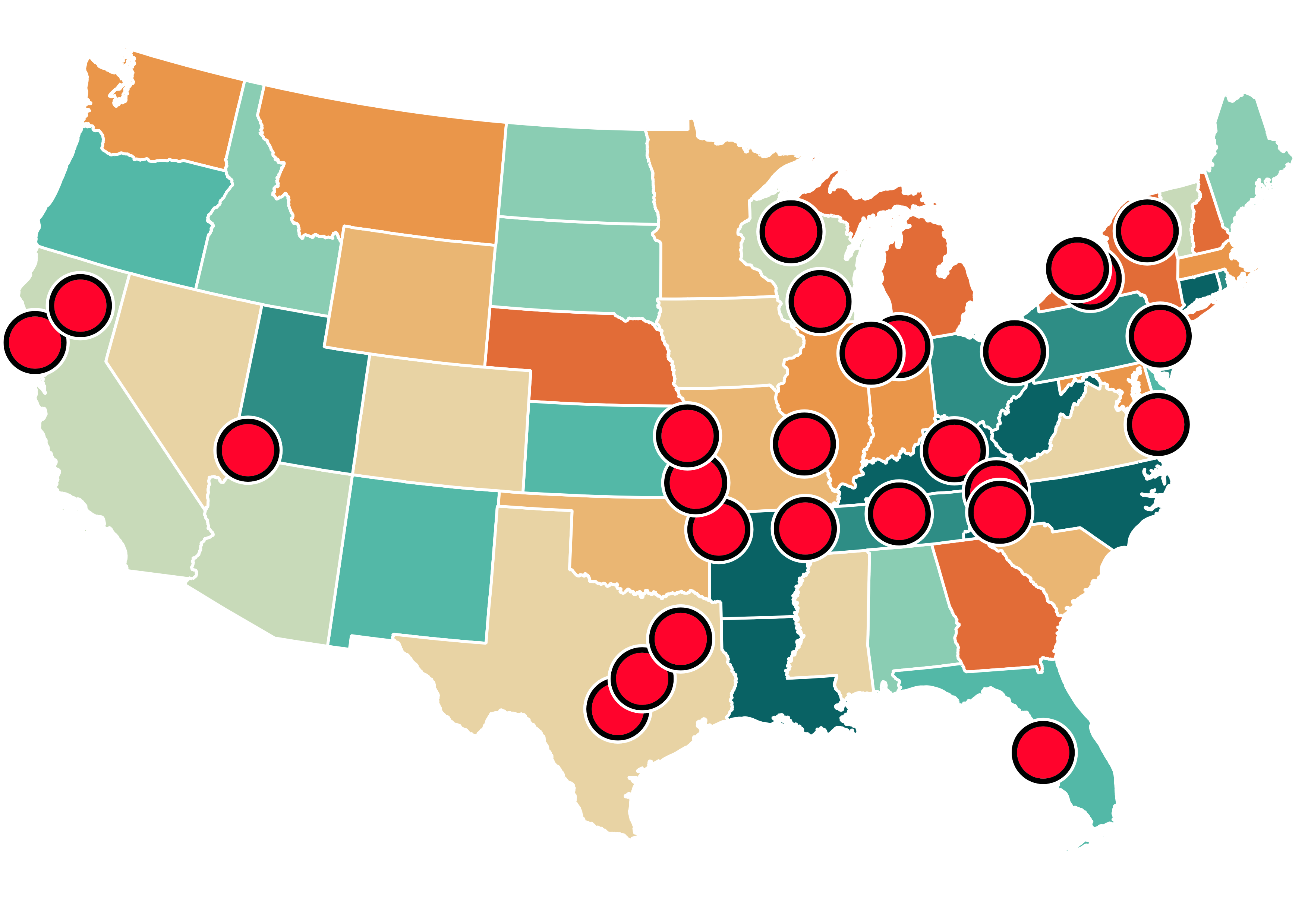 Map of our affiliates Map of our affiliates